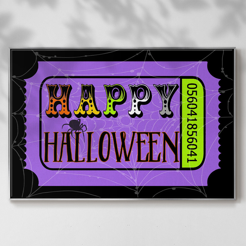 Joyeux Halloween, impression sur toile encadrée, H 17 po x l 25 po x P 2 po, Encadrement argenté