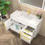 Meuble-lavabo flottant Milana avec lavabo en acrylique renforcé blanc brillant et tiroirs à droite-1214649761