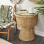 Table d'appoint avec plateau en verre tissé à la main Brown Seagrass