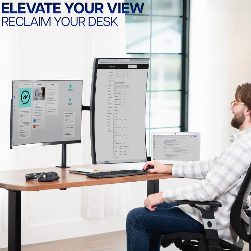 Support de bureau double VIVO, standard-V032, Noir