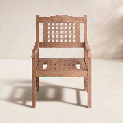 Alyisa Wood Premium All-Weather Wicker Outdoor Dining Armchair