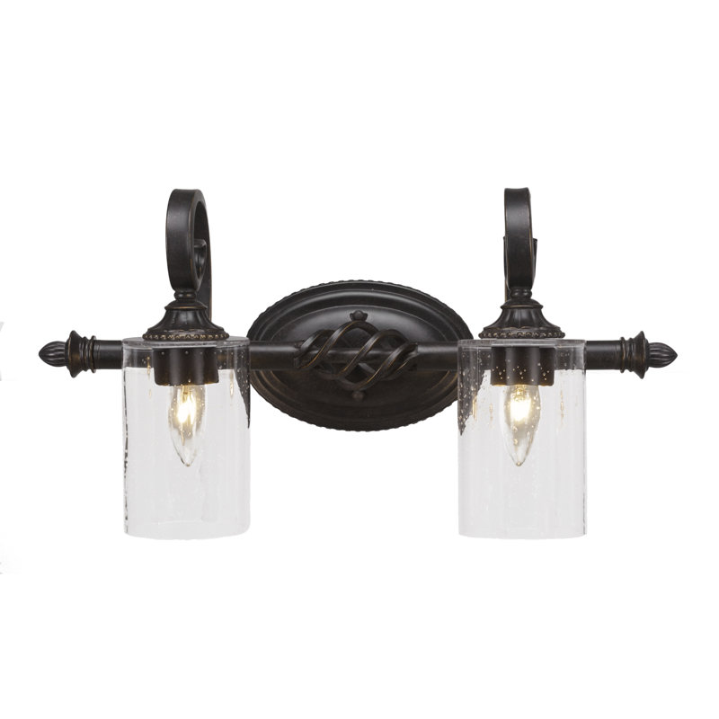 Barre d'éclairage de salle de bain 2 lumières Eleganté, Mousseline à bulles transparente