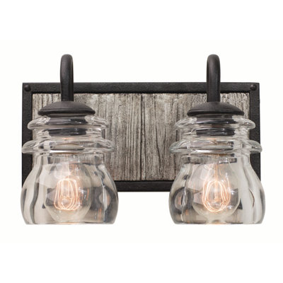 Bainbridge 2 LT Black Iron Bath Wall Sconce Kalco