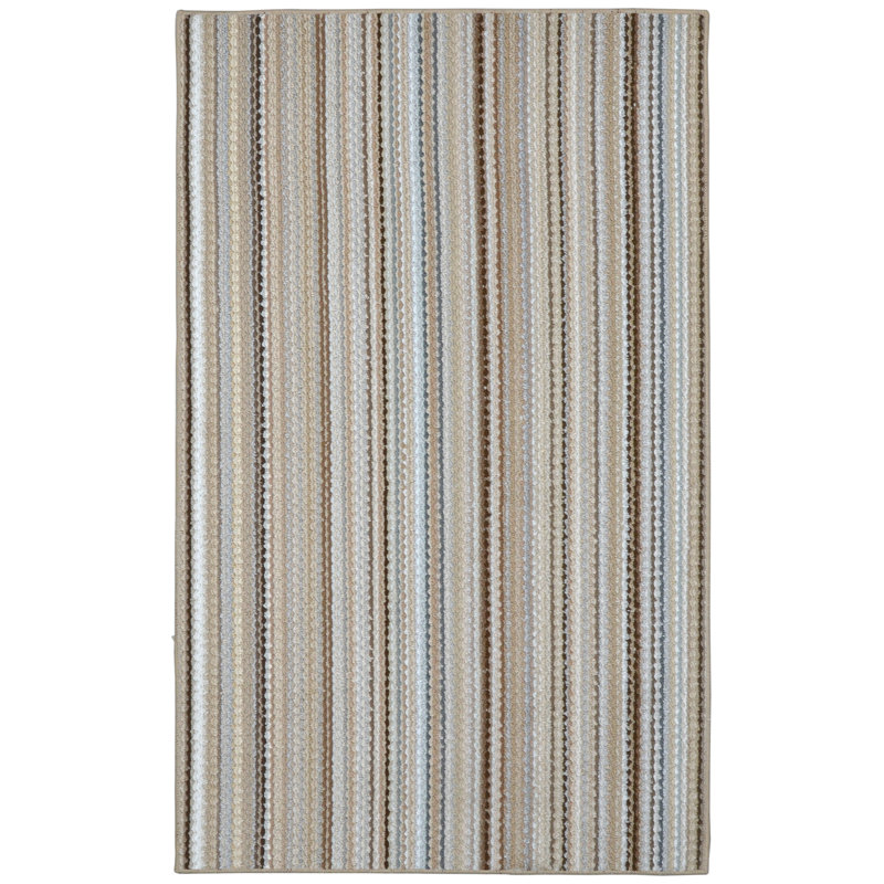 Tapis touffeté à rayures rectangulaire beige Kandace, Rectangle 6 pi x 9 pi