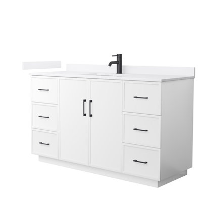 Ensemble de meuble-lavabo simple autoportant 60 po avec plateau en quartz Elan TK