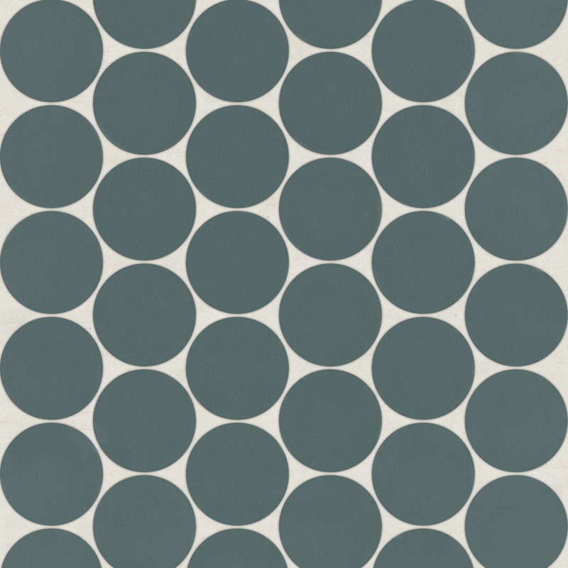 Marin 2" x 2" Penny Round Matte Porcelain Mosaic Tile, Ocean Teal