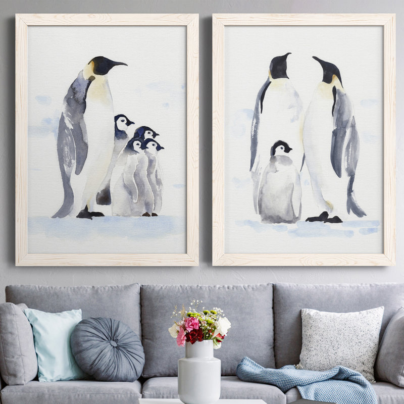 «Emperor Penguins I», toile encadrée de qualité supérieure - prête à être accrochée, H 37,5 po x l 55 po x P 1,5 po