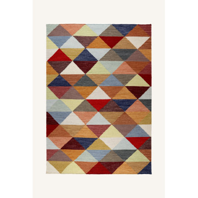 Clapton Flatweave Wool Blue/Orange/White Rug