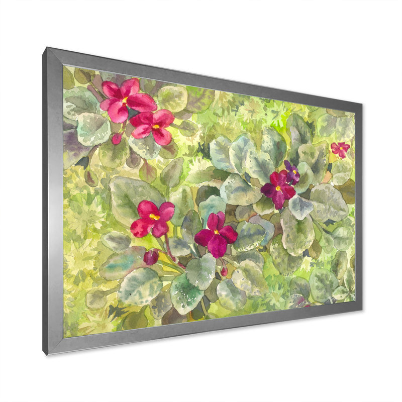 «Blossoming Mauve bourgogne», reproduction d'art sur toile encadrée, H 16 po x l 32 po x P 1 po, Cadre photo argenté
