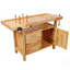 Établi professionnel 50 po en bois d'hévéa massif - 3 tiroirs, 1 porte d'armoire et tablette ouverte, finition naturelle pour garage, atelier de menuiserie et utilisation à la maison