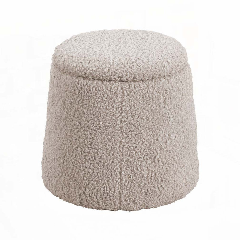Repose-pieds rond rembourré avec rangement, Beige