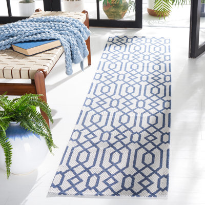 Martha Stewart Cotton Geometric Rug in Blue/Gray