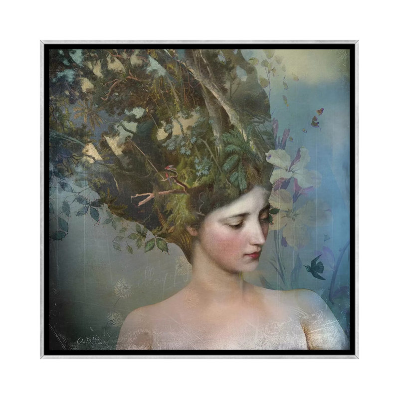 Portrait 17 par Catrin Welz-Stein - impression d'art graphique, H 26 po x l 26 po x P 1,5 po, Toile avec cadre argenté
