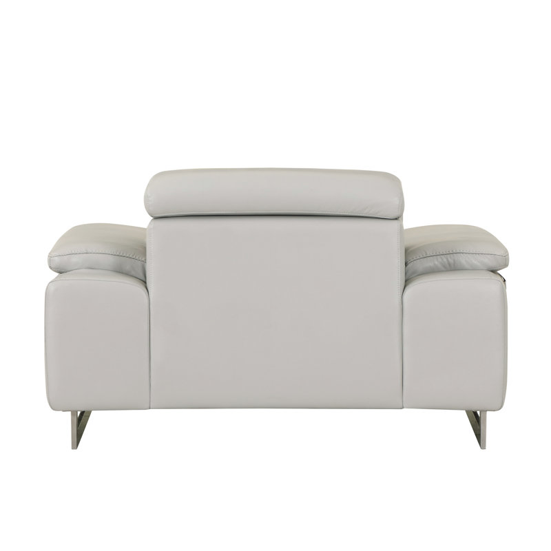 Siège en cuir gris 98,62 lb avec coussin en mousse et pieds en acier inoxydable