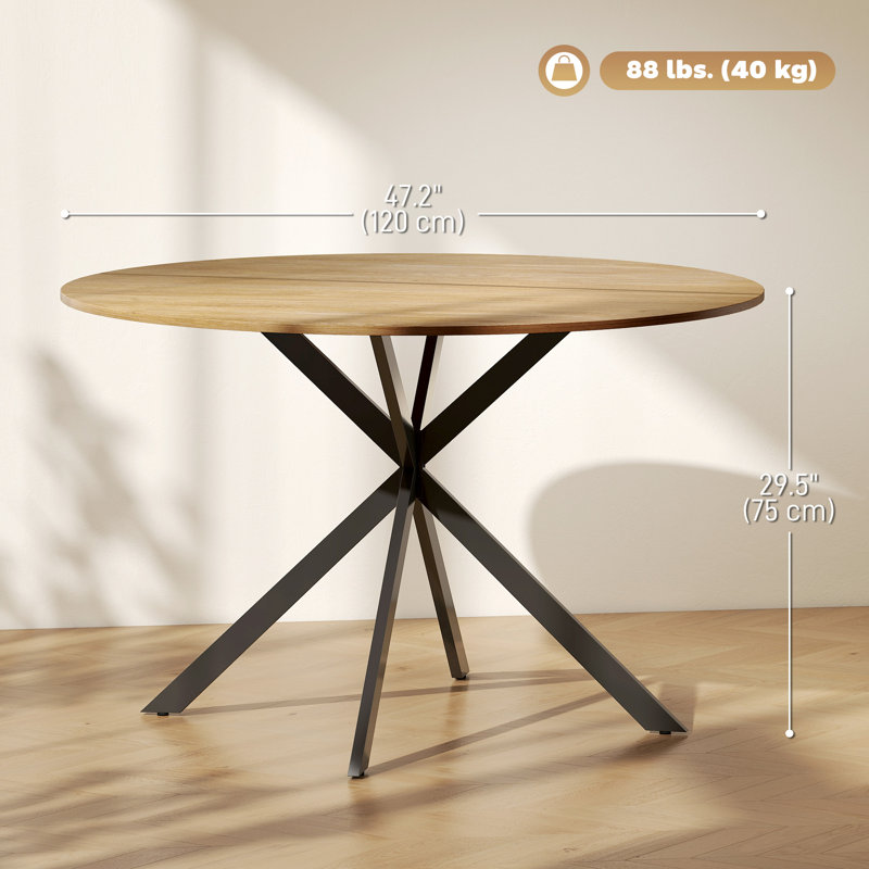Table de salle à manger ronde pour 4 tables de cuisine avec pieds en acier brun et noir