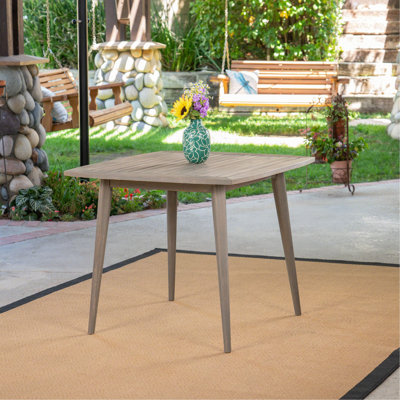 Table d'extérieur carrée en bois d'acacia avec pieds droits, gris