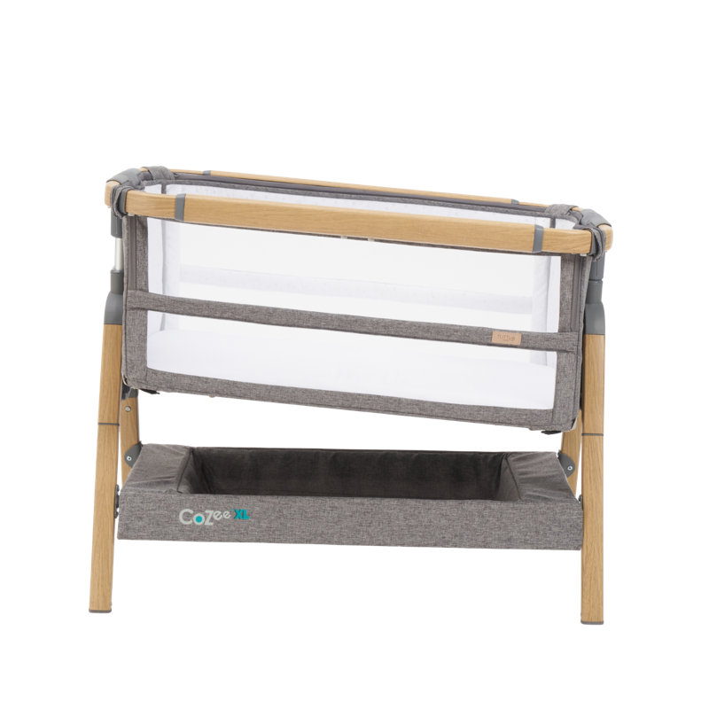 Tutti Bambini Cozee XL Bedside Crib & Cot, Oak / Charcoal Grey
