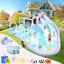 Grand toboggan gonflable de 21,3 pi x 14,7 pi avec siège gonflable, piscine, pulvérisateurs, souffleur de 950 watts