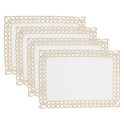 Napperons dorés à bordure brodée métallique l 14 po x L 20 po, ensemble de 4