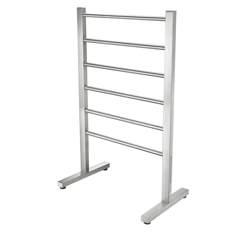 Brushed Nickel 6-Bar Stainless Steel Floor Towel Warmer