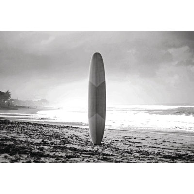 Free Standing Surf Board on Coast 1 Piece Wrapped Canvas Wall Art