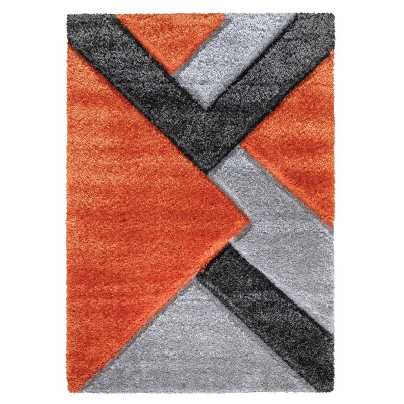 Woodbranch Geometric Shag Area Rug, Rectangle 60 x 110cm