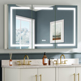 LED Lighted Bathroom Medicine Cabinet With Mirror, Defogger, Touch Sensor, 3 Colours, Dimmer, Outlets And Usbs, Recessed Or Wall Mount