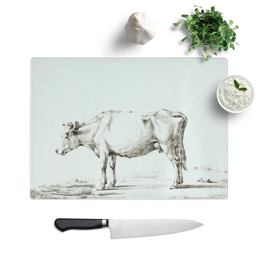 Tempered Glass The Portrait of a Cow by Jean Bernard Chopping Board