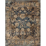 Shangri-La Hand Knotted Wool Area Rug in Blue/Brown/Tan