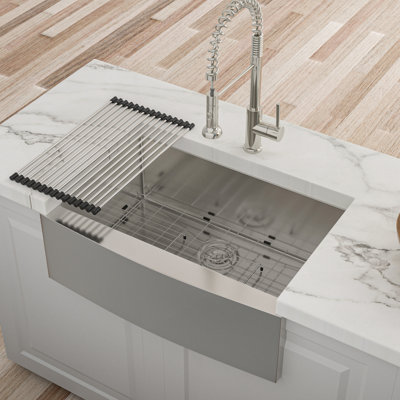 24 Inch Farmhouse Kitchen Sink - 24"X21"X10" Stainless Steel Apron Front Farmhouse Sink 10 Inch Deep 16 Gauge Single Bowl Kitchen Sink Basin