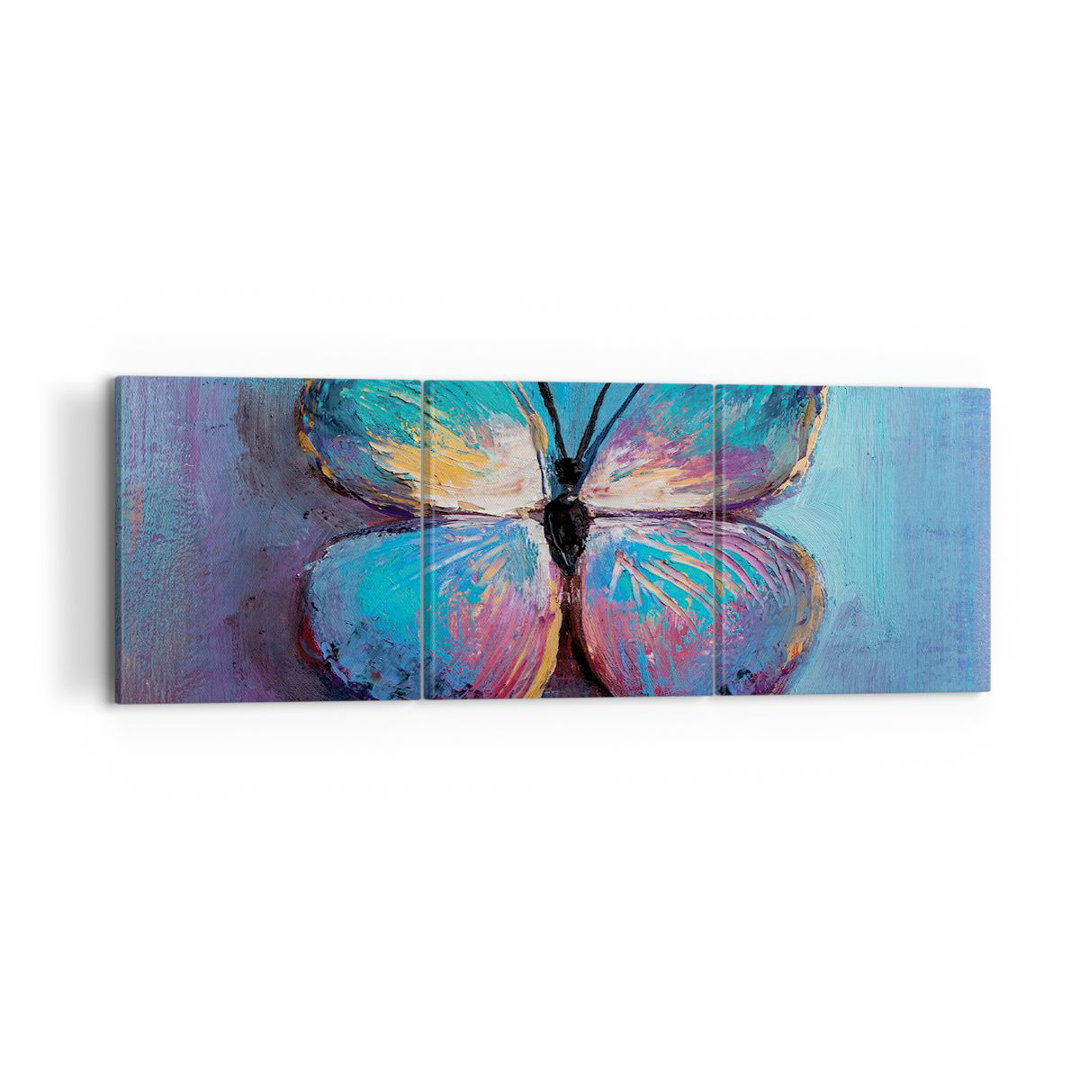 3-tlg. Leinwandbilder-Set Handwritten Butterfly Blue