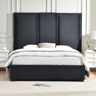 Morghen Upholstered Platform Bed With Extra High Headboard And 2 Extra Large Capacity Drawers