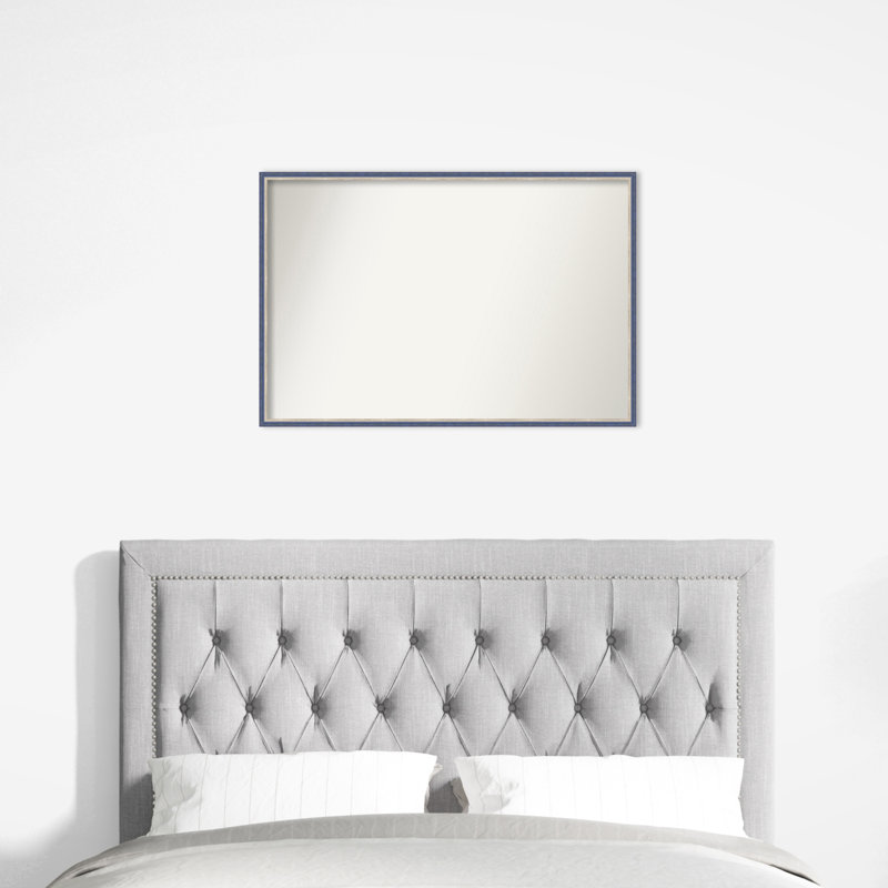 Earsie Solid Wood Wall Mirror, Blue, Rectangle, 25.25" x 37.25"