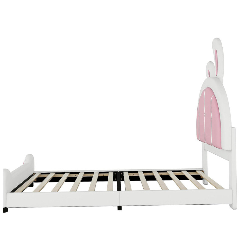 Lit plateforme double moelleux avec tête de lit en forme de lapin