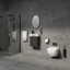 Meuble-lavabo pour salle de bain 16 po pour petite salle de bain, céramique moderne noire et armoire, facile à installer et à entretenir en noir-269038392