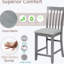 Chaise de salle à manger en bois d'hévéa gris, 4 pièces avec siège en lin confortable et dossier à lattes verticales, chaises massives à hauteur de comptoir profilées, utilisation multiple
