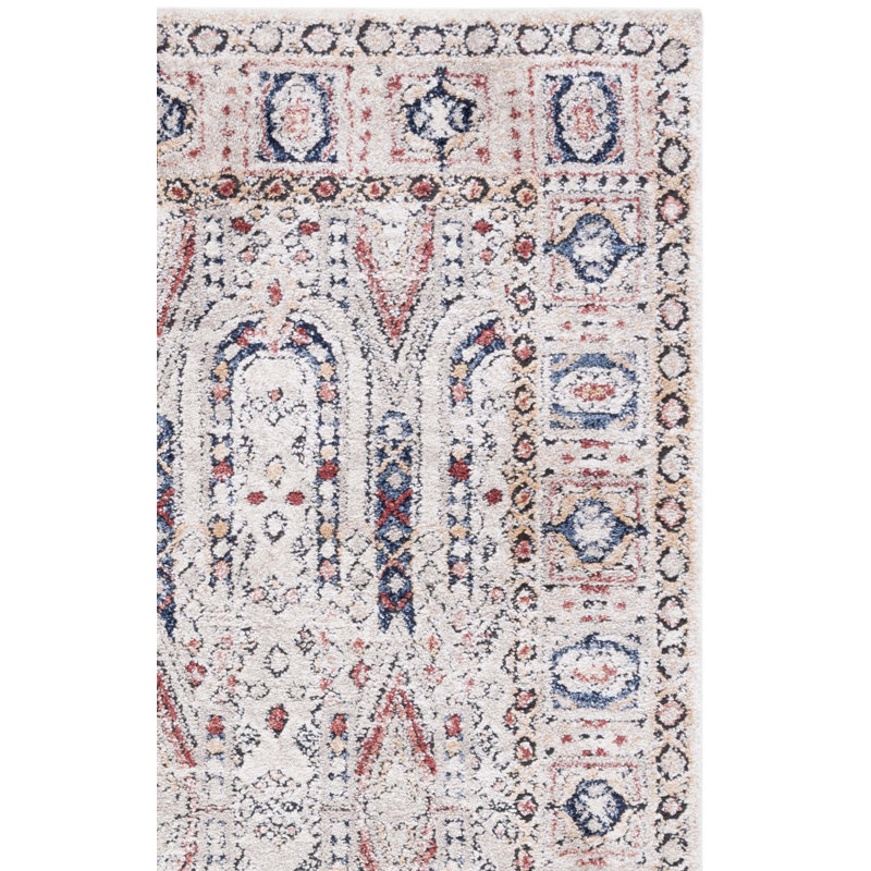 Tapis oriental en polypropylène tissé à la machine en brun / bleu, Tapis de couloir 2 pi 2 po x 9 pi