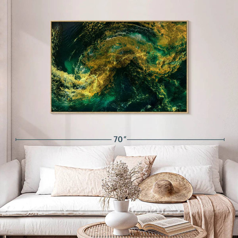 Vagues d'eau, Cadre flottant en bois naturel, 13 po x 9 po