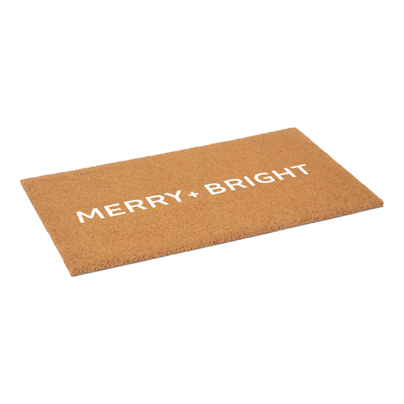 White Ultra Modern Merry & Bright Doormat 17" x 29", 17" W x 29" L, White