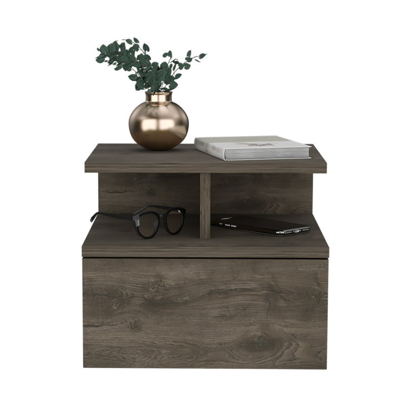 Reister Floating Nightstand Flopini, One Drawer, Dark Walnut