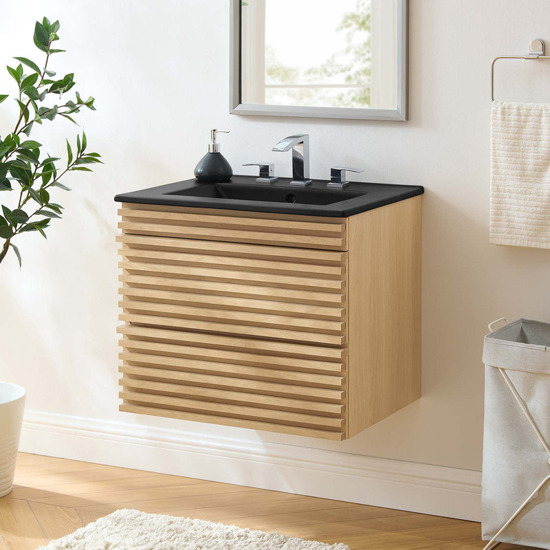 Meuble-lavabo mural 24 po Render, Chêne
