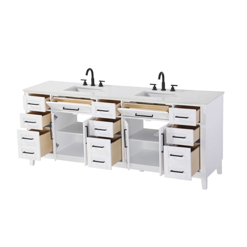 Meuble-lavabo double 84 po blanc, Blanc
