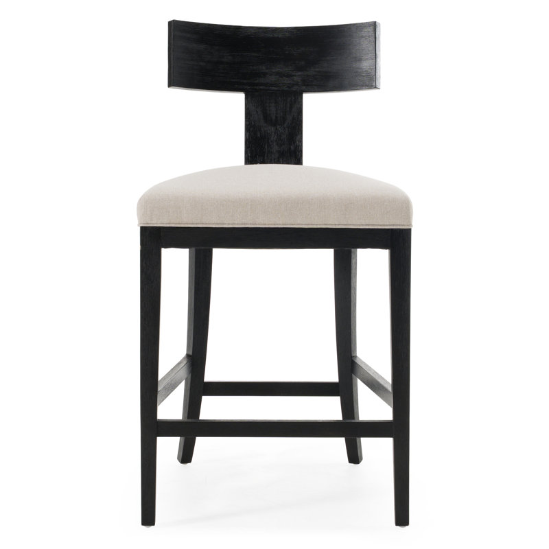 Chaise de comptoir Ysta, Noir / Beige