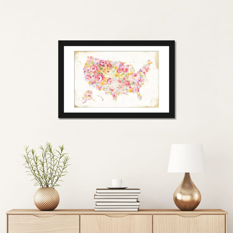 «Midsummer USA», impression sur toile tendue, Papier avec cadre noir, L 32 po x H 24 po x P 1 po, Blanc