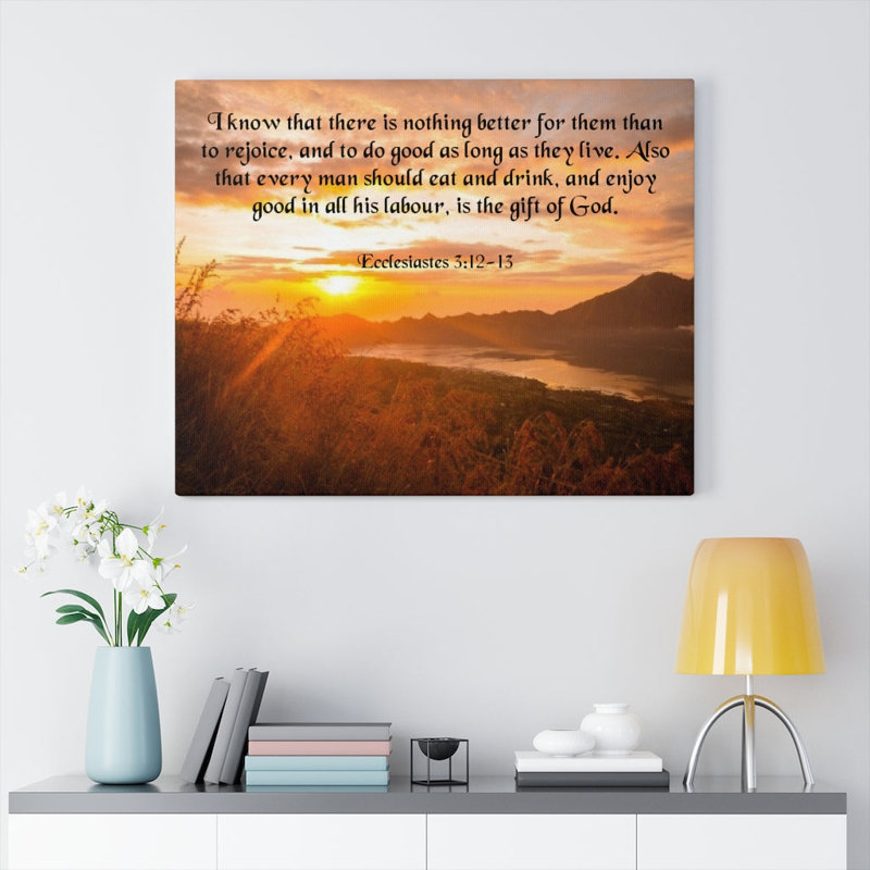 Cadeau de Dieu Ecclésiaste 3: 12 - 13, art mural chrétien, verset de la Bible, prêt à être accroché, H 12 po x l 16 po