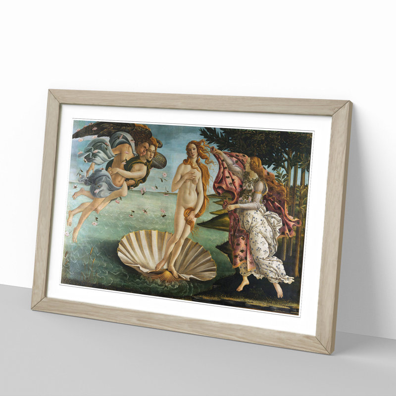 Birth of Venus by Sandro Botticelli - Picture Frame Painting on MDF, 48cm H x 65cm W x 2cm D, Oak Framed