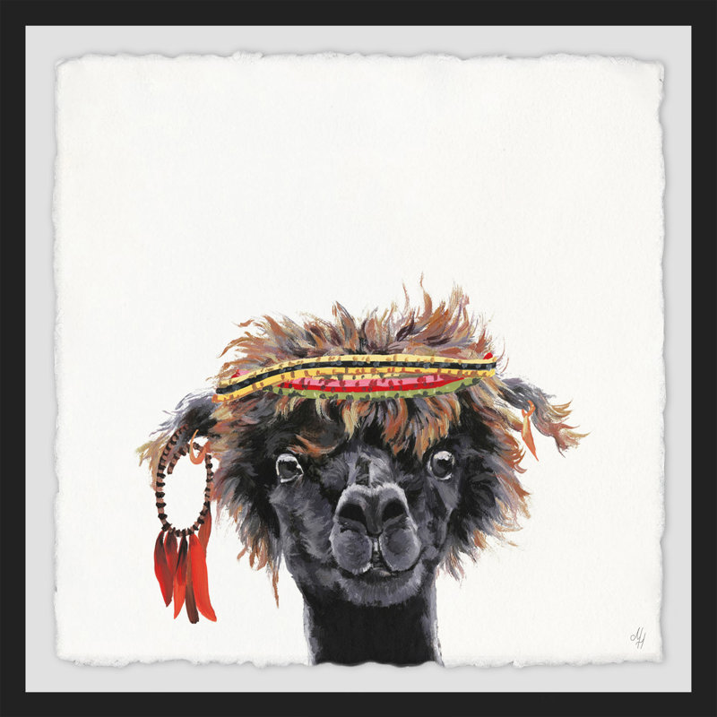 «Bohemian Llama», reproduction encadrée, H 18 po x l 18 po x P 1,5 po