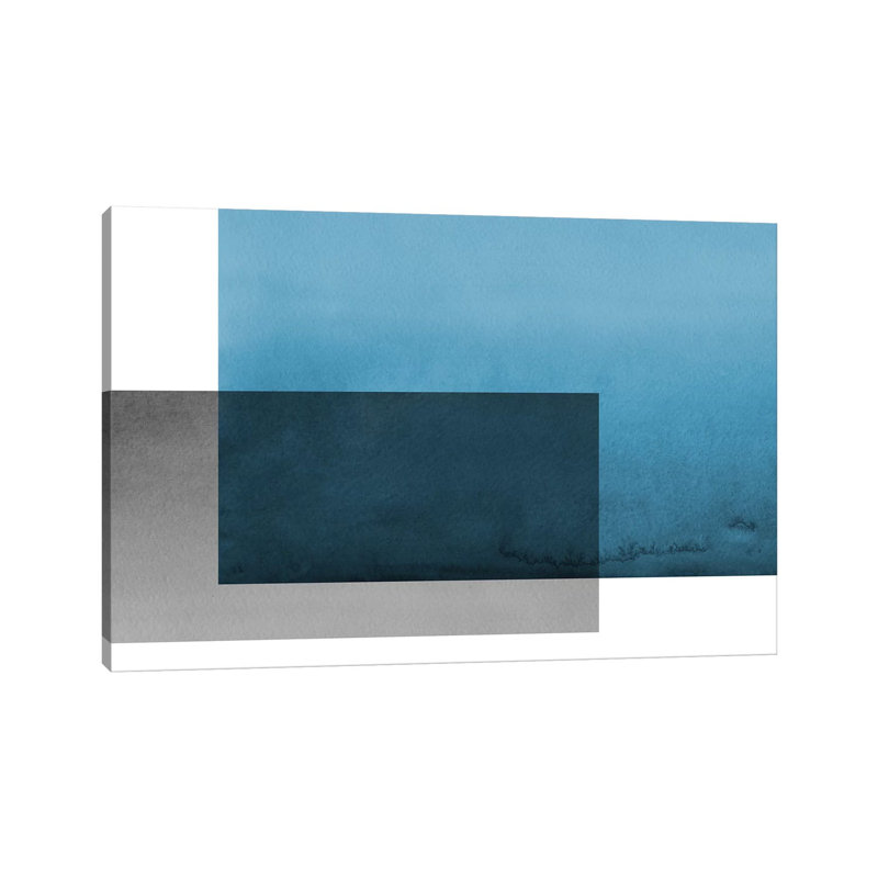 Impression sur toile tendue sur fond bleu-gris, H 12 po x l 18 po x 1,5 po