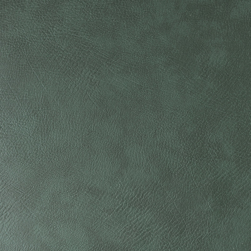 24" Wide Faux Leather Round Upholstered Ottoman, Green