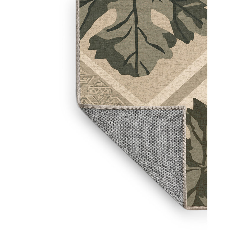 Machine Washable Ottwell Cilantro Global Inspired Geometric Shapes Rug in Beige – Beige Binding, 2x5